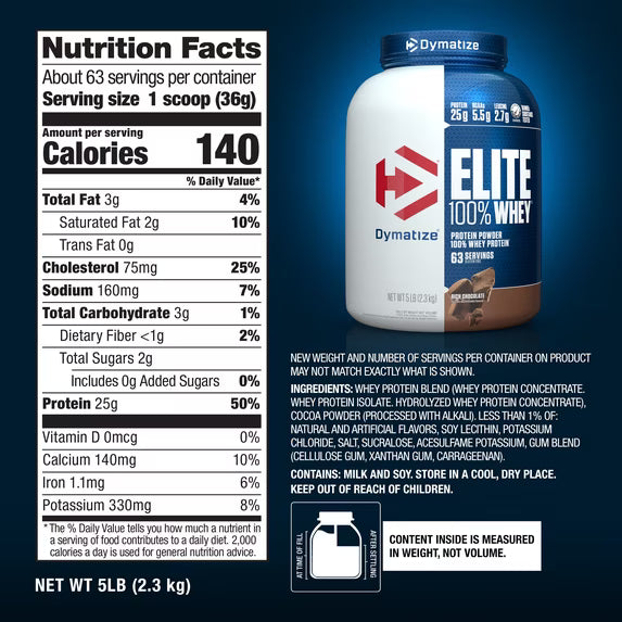 DYM Elite Whey Proteina 5 lbs (2.3 Kg) Rich Chocolate