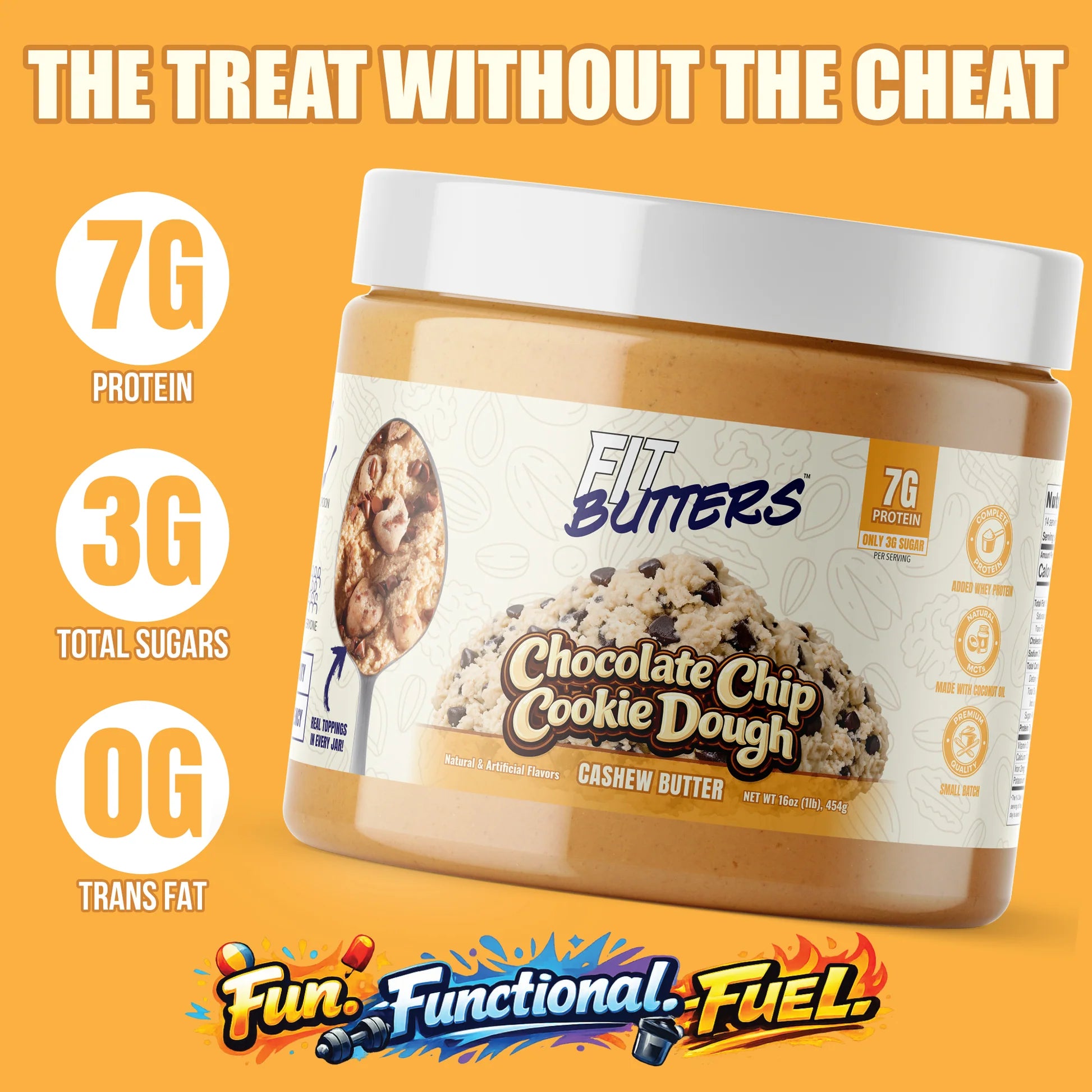 FIT BUTTERS CHOCOLATE CHIP COOKIE DOUGH 453 GRS